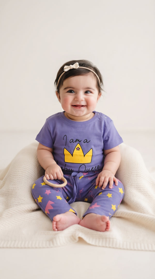 Baby Purple I Am A Baby Queen T-Shirt and Pants Set