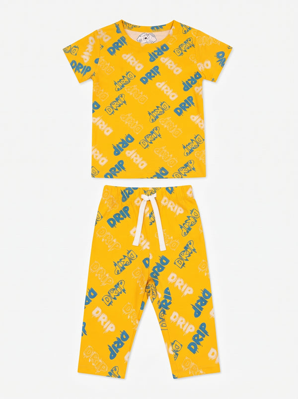 Baby Yellow Drip Graffiti T-Shirt and Shorts Set